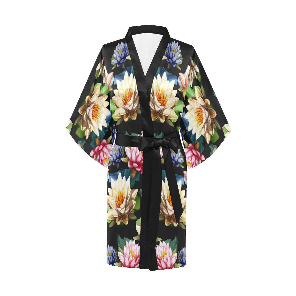 Water Lily Pattern Print Design WL02 Women's Short Kimono