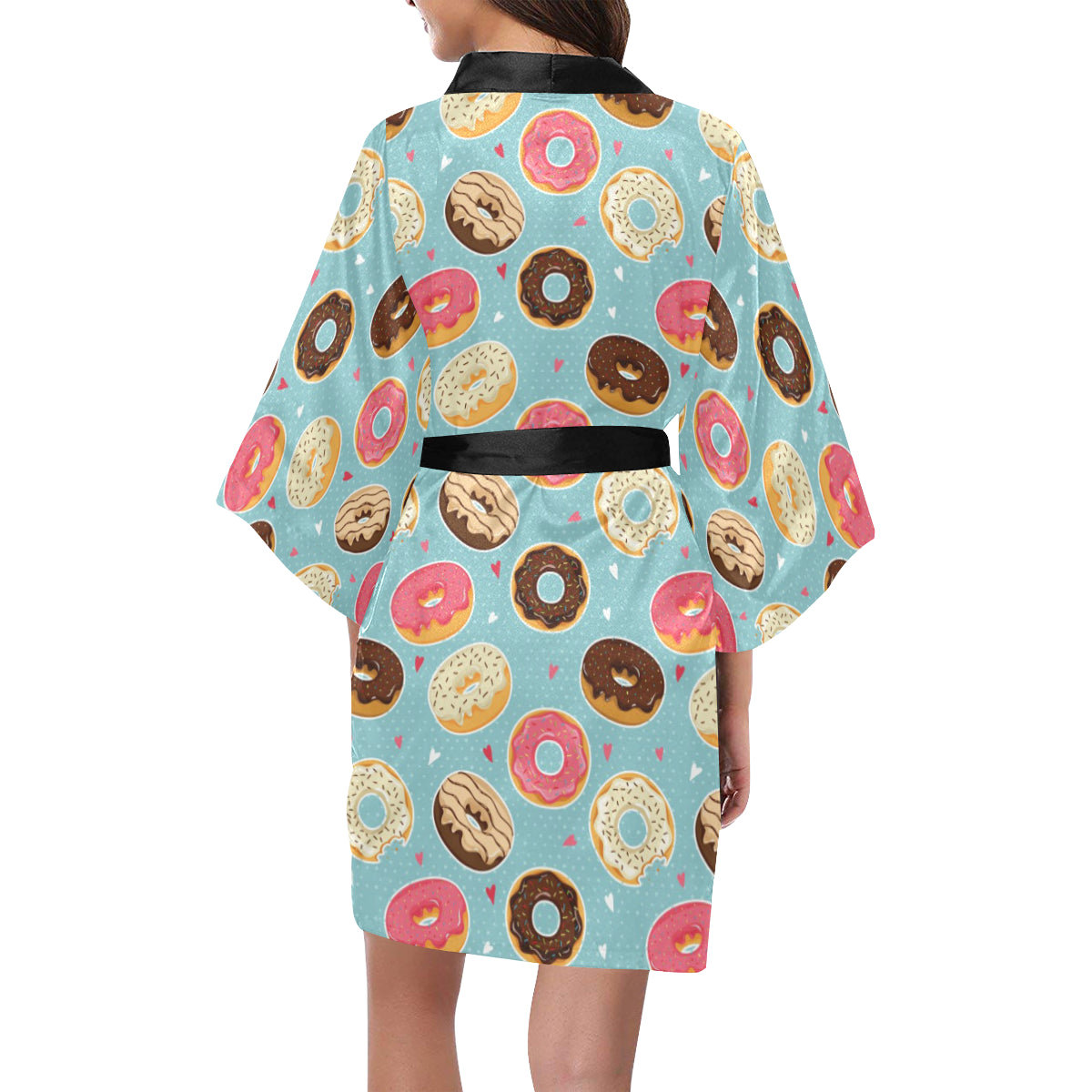 Donut Pattern Print Design DN04 Women's Short Kimono