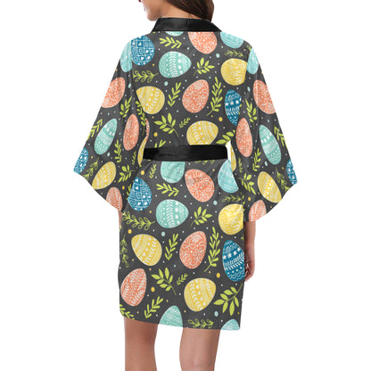 Easter Eggs Pattern Print Design RB01 Women's Short Kimono