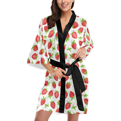 Strawberry Pattern Print Design SB07 Women's Short Kimono