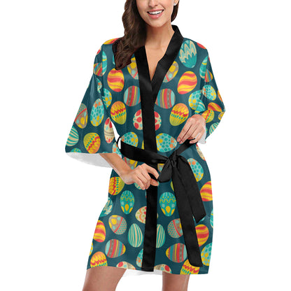 Easter Eggs Pattern Print Design RB09 Women's Short Kimono