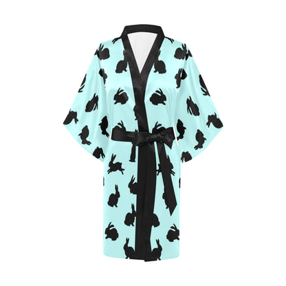 Rabbit Pattern Print Design RB010 Women's Short Kimono