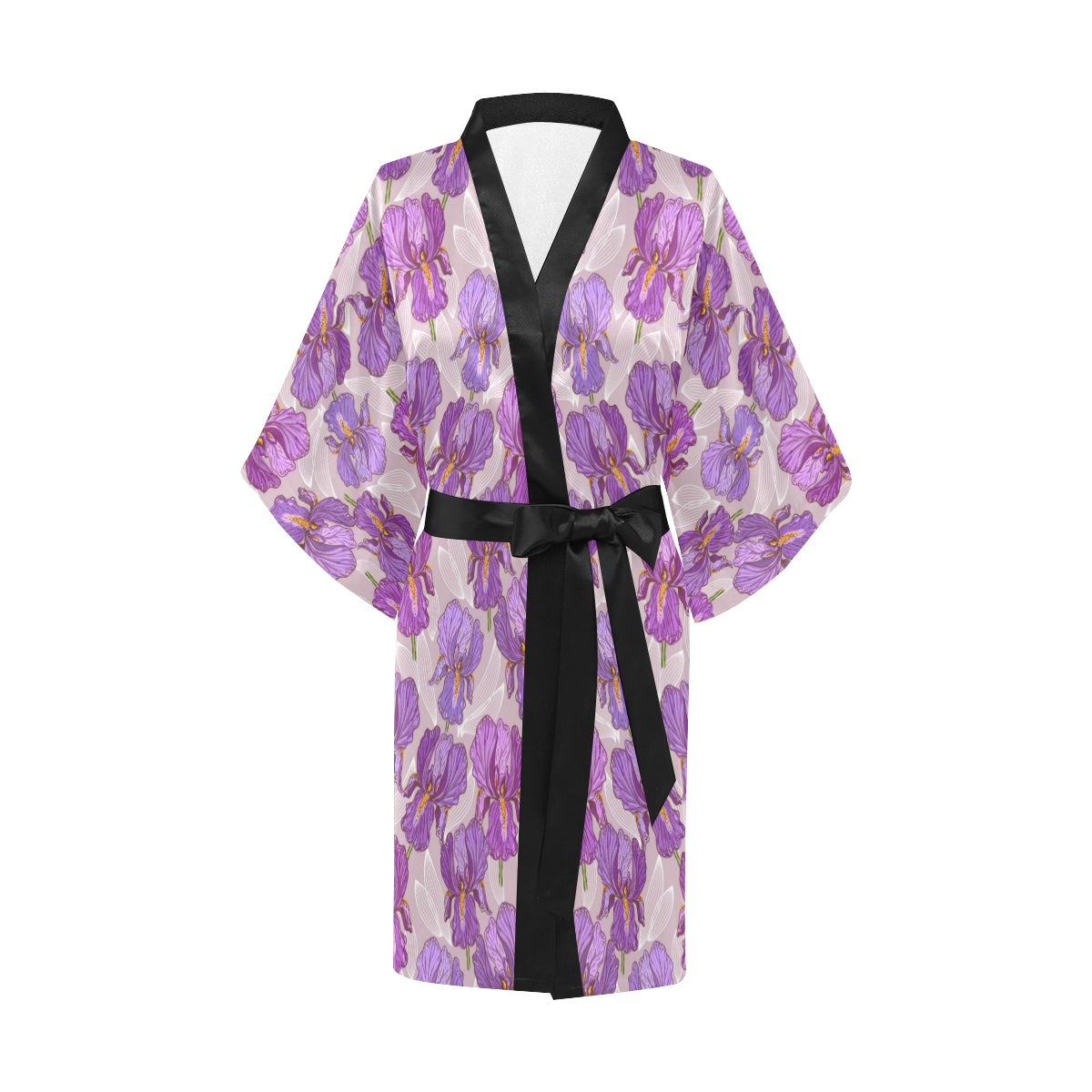 Iris Pattern Print Design IR05 Women's Short Kimono