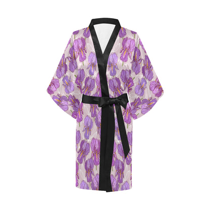 Iris Pattern Print Design IR05 Women's Short Kimono