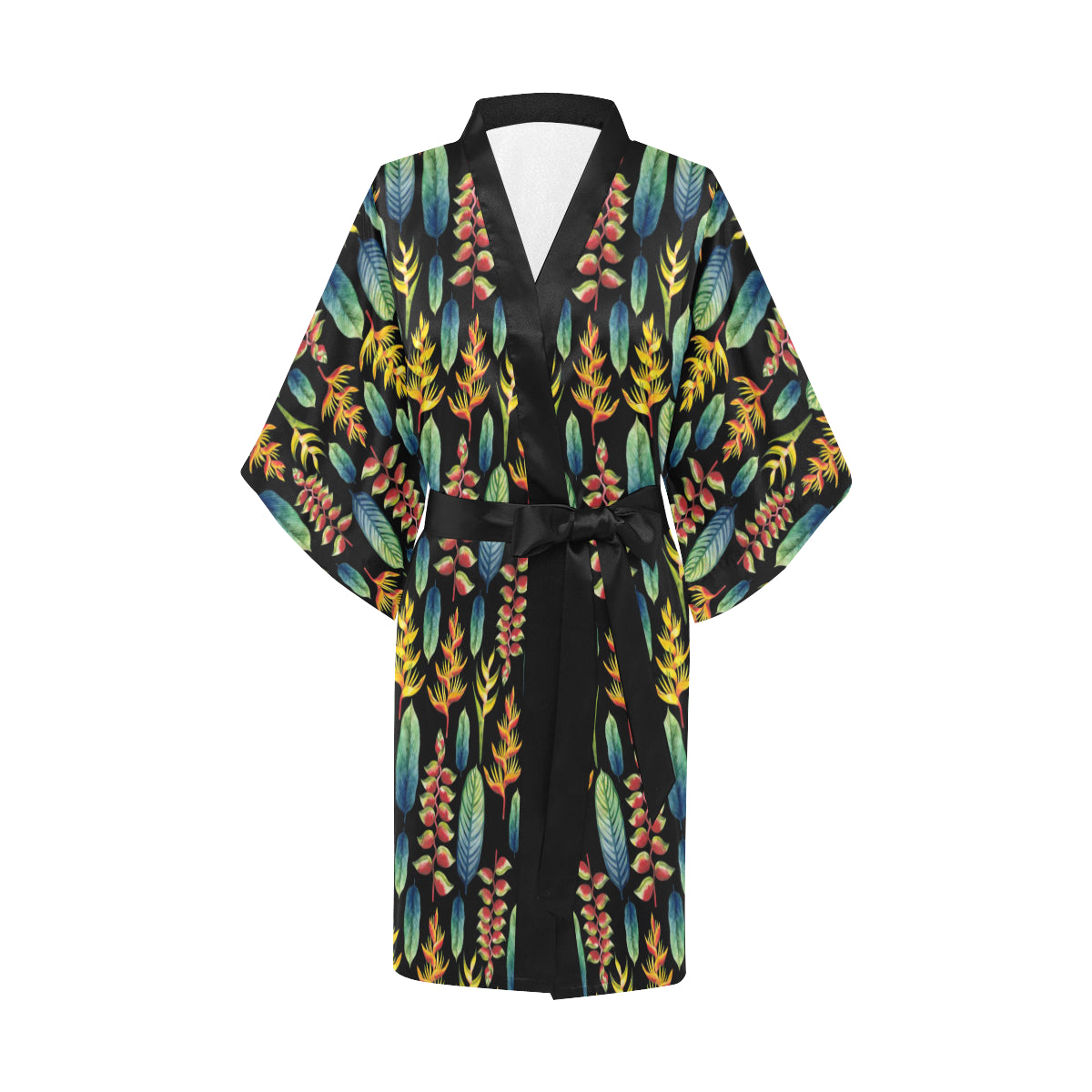 Heliconia Pattern Print Design HL03 Women's Short Kimono