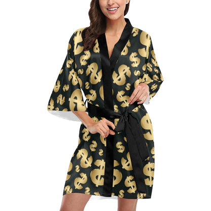 Dollar Pattern Print Design DO04 Women's Short Kimono