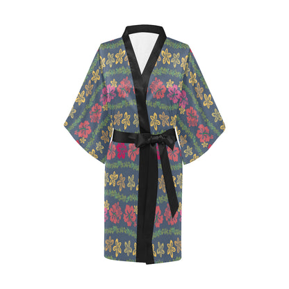 Hawaiian Themed Pattern Print Design H018 Women's Short Kimono