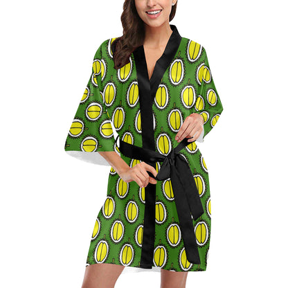 Durian Pattern Print Design DR01 Women's Short Kimono