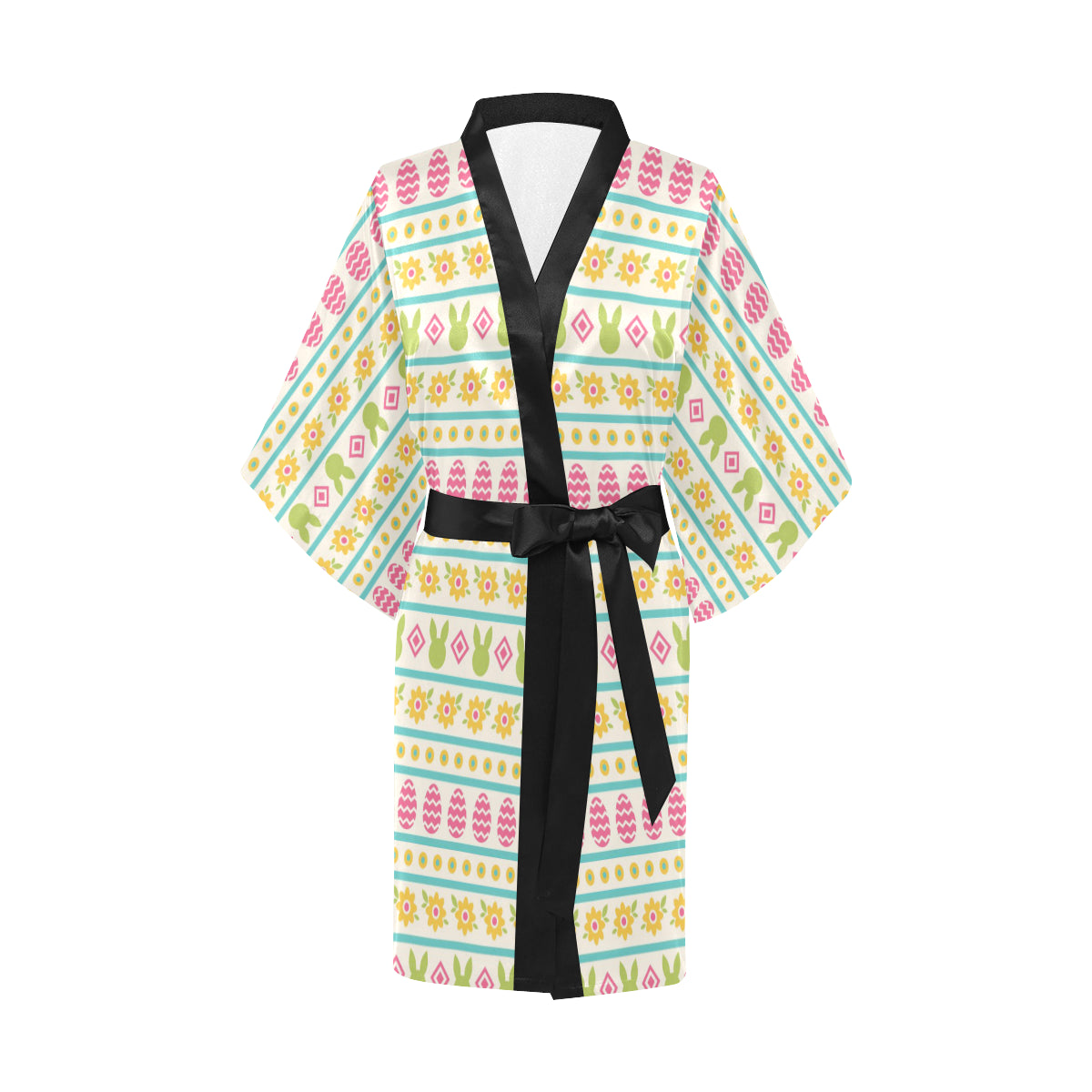 Easter Eggs Pattern Print Design RB016 Women's Short Kimono