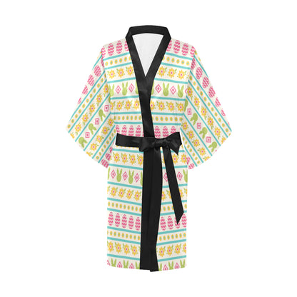 Easter Eggs Pattern Print Design RB016 Women's Short Kimono