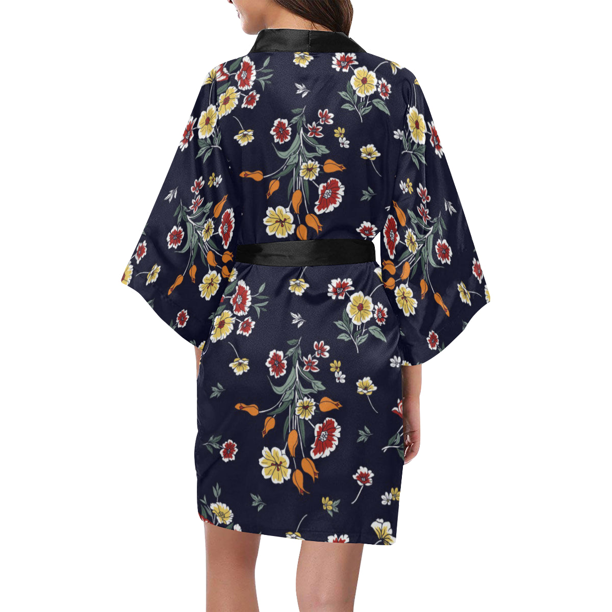 Summer Floral Pattern Print Design SF01 Women's Short Kimono