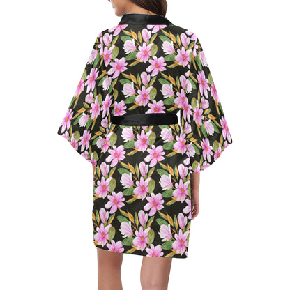 Magnolia Pattern Print Design MAG08 Women's Short Kimono