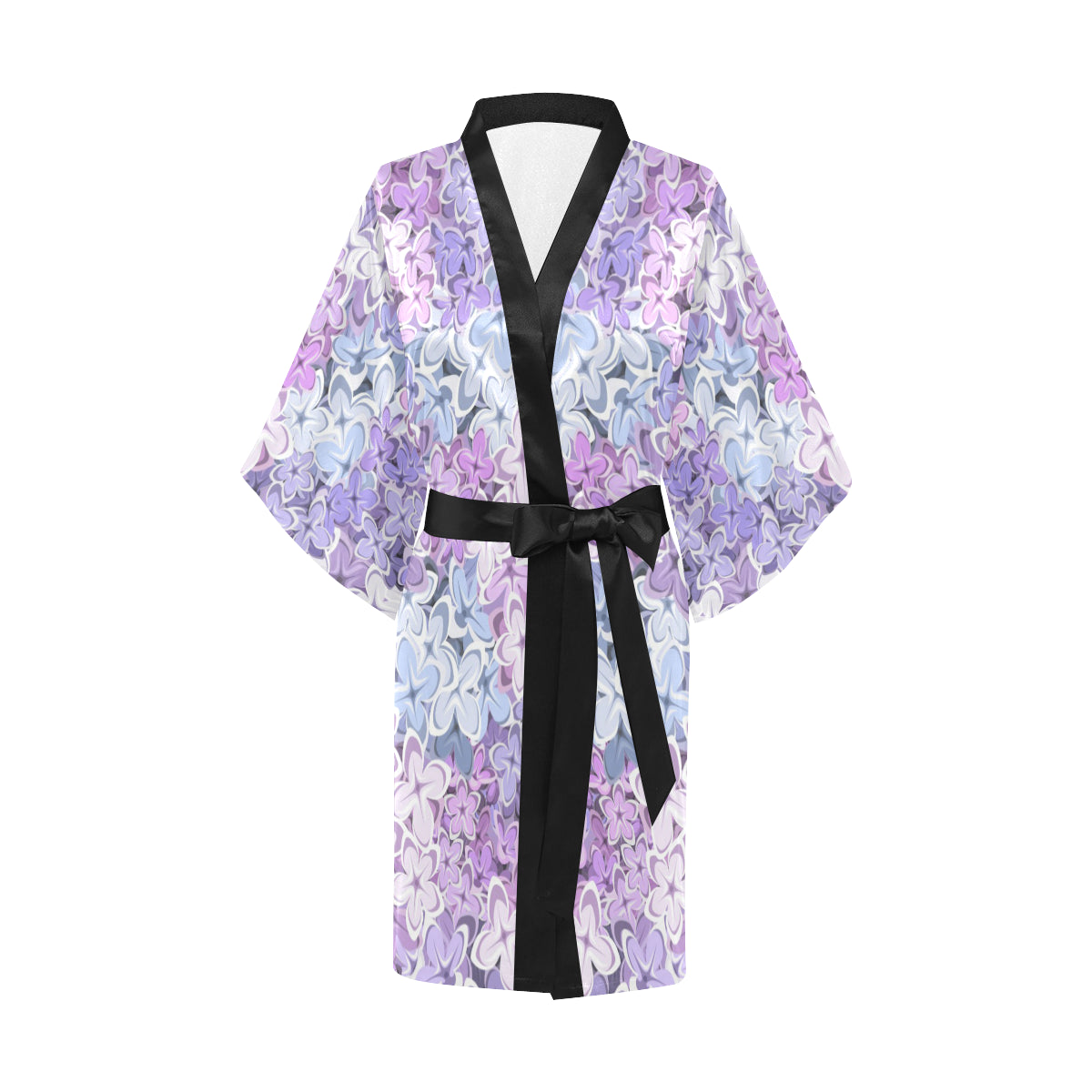 Lilac Pattern Print Design LI01 Women's Short Kimono