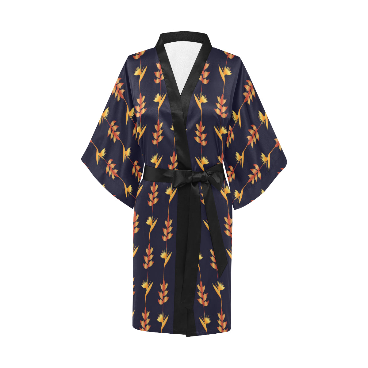 Heliconia Pattern Print Design HL06 Women's Short Kimono