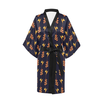 Heliconia Pattern Print Design HL06 Women's Short Kimono