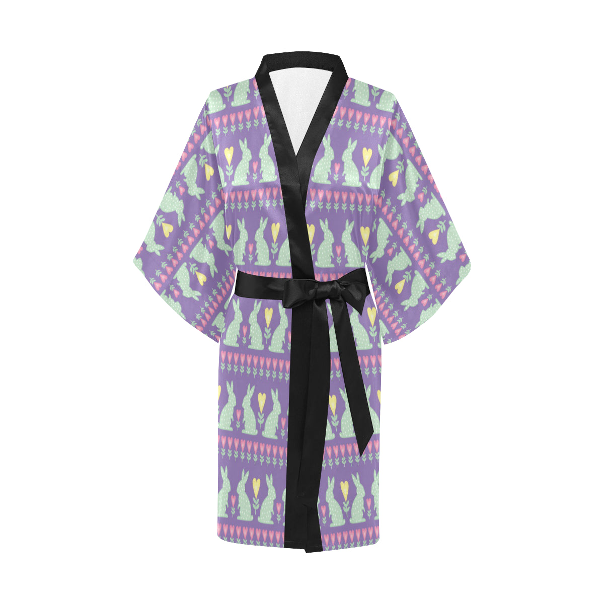 Rabbit Pattern Print Design RB01 Women's Short Kimono