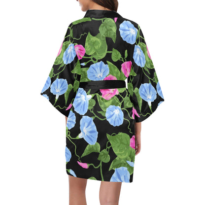 Morning Glory Pattern Print Design MG04 Women's Short Kimono