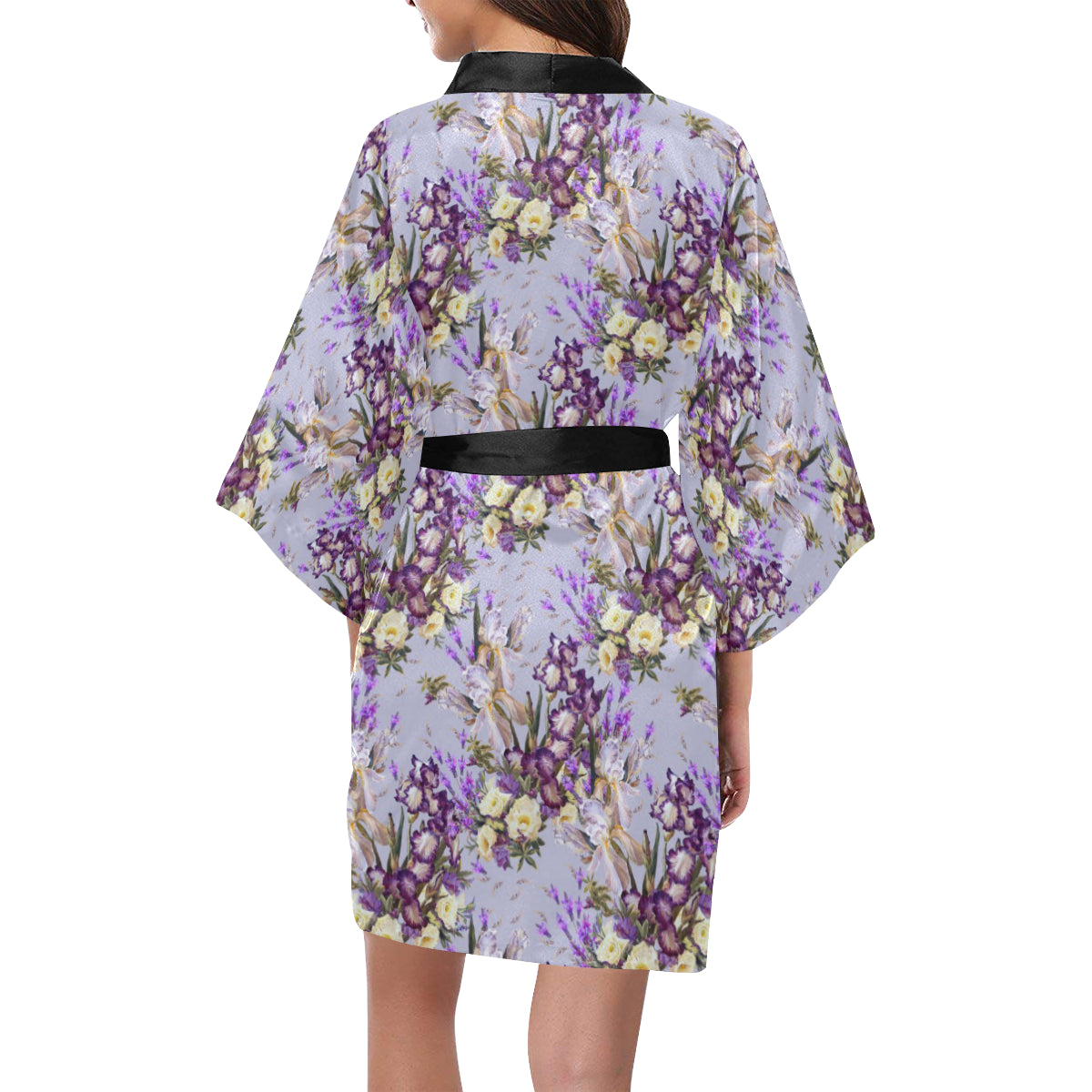 Iris Pattern Print Design IR07 Women's Short Kimono