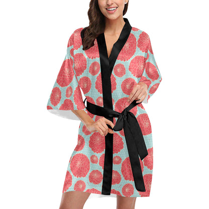 Marigold Pattern Print Design MR03 Women's Short Kimono