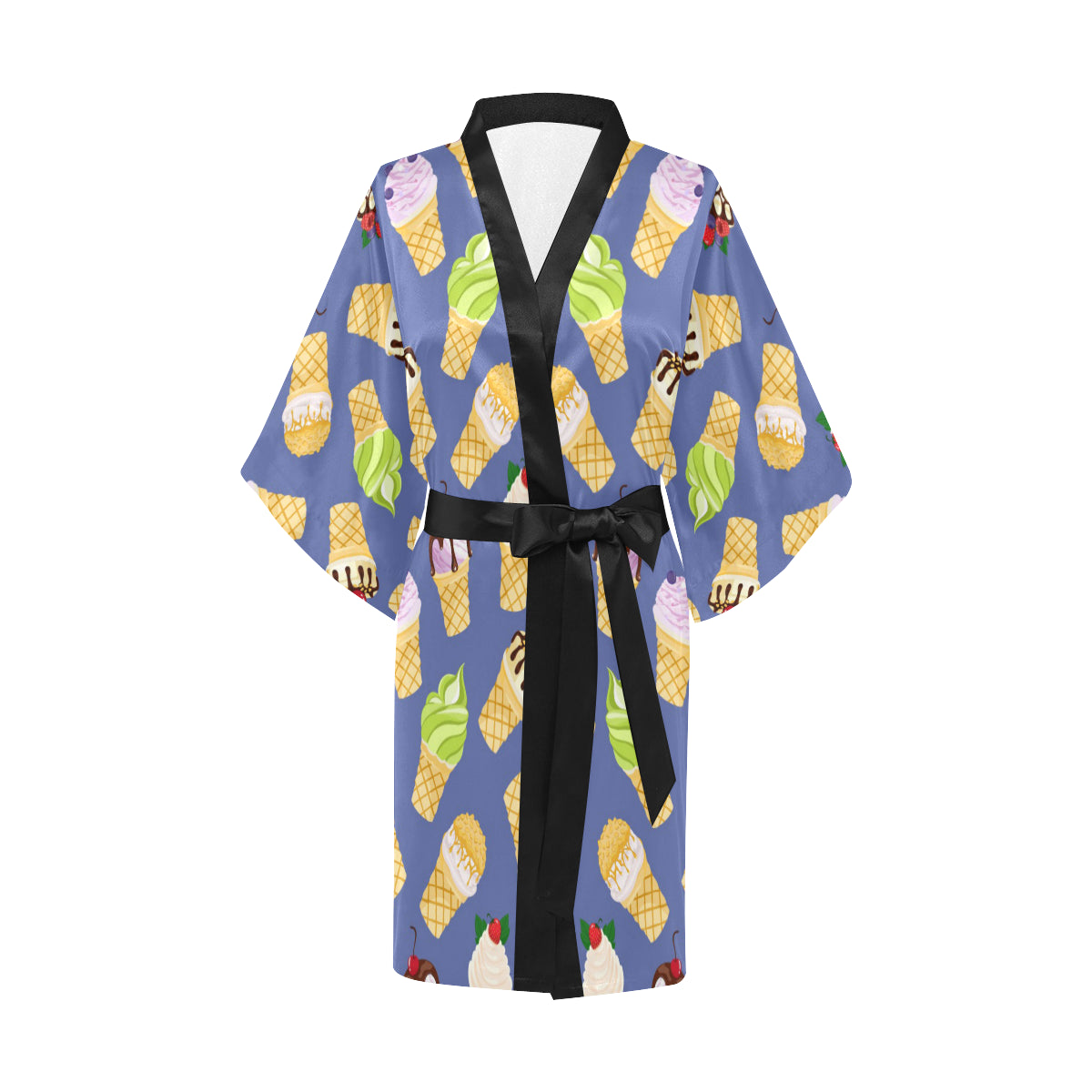 Ice Cream Pattern Print Design IC03 Women's Short Kimono