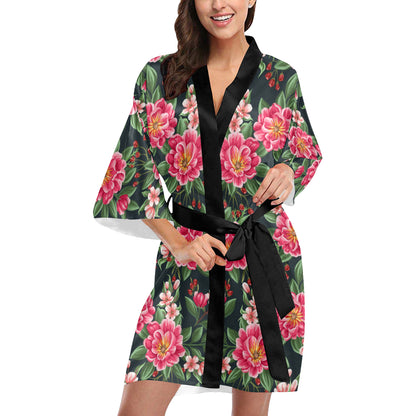 Summer Floral Pattern Print Design SF06 Women's Short Kimono