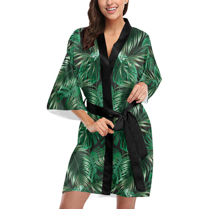 Tropical Flower Pattern Print Design TF012 Women's Short Kimono