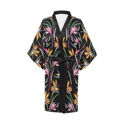 Tropical Flower Pattern Print Design TF017 Women's Short Kimono