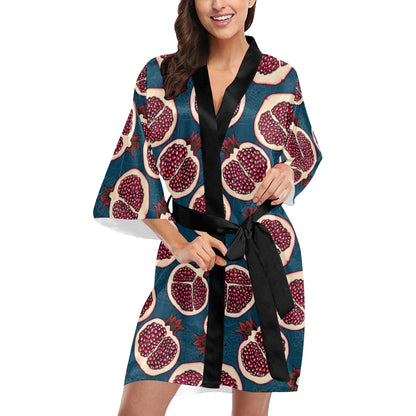 Pomegranate Pattern Print Design PG02 Women's Short Kimono