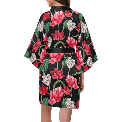 Tulip Pattern Print Design TP08 Women's Short Kimono