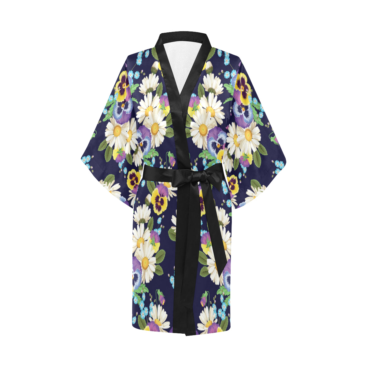 Pansy Pattern Print Design PS03 Women's Short Kimono
