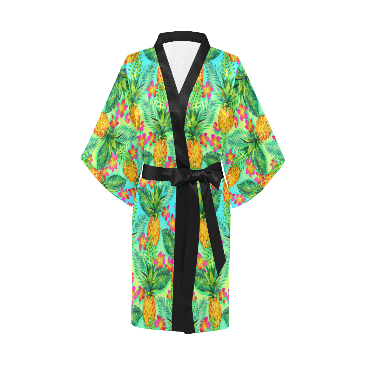 Pineapple Pattern Print Design PP010 Women's Short Kimono