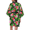 Pink Red Hibiscus Pattern Print Design HB023 Women's Short Kimono