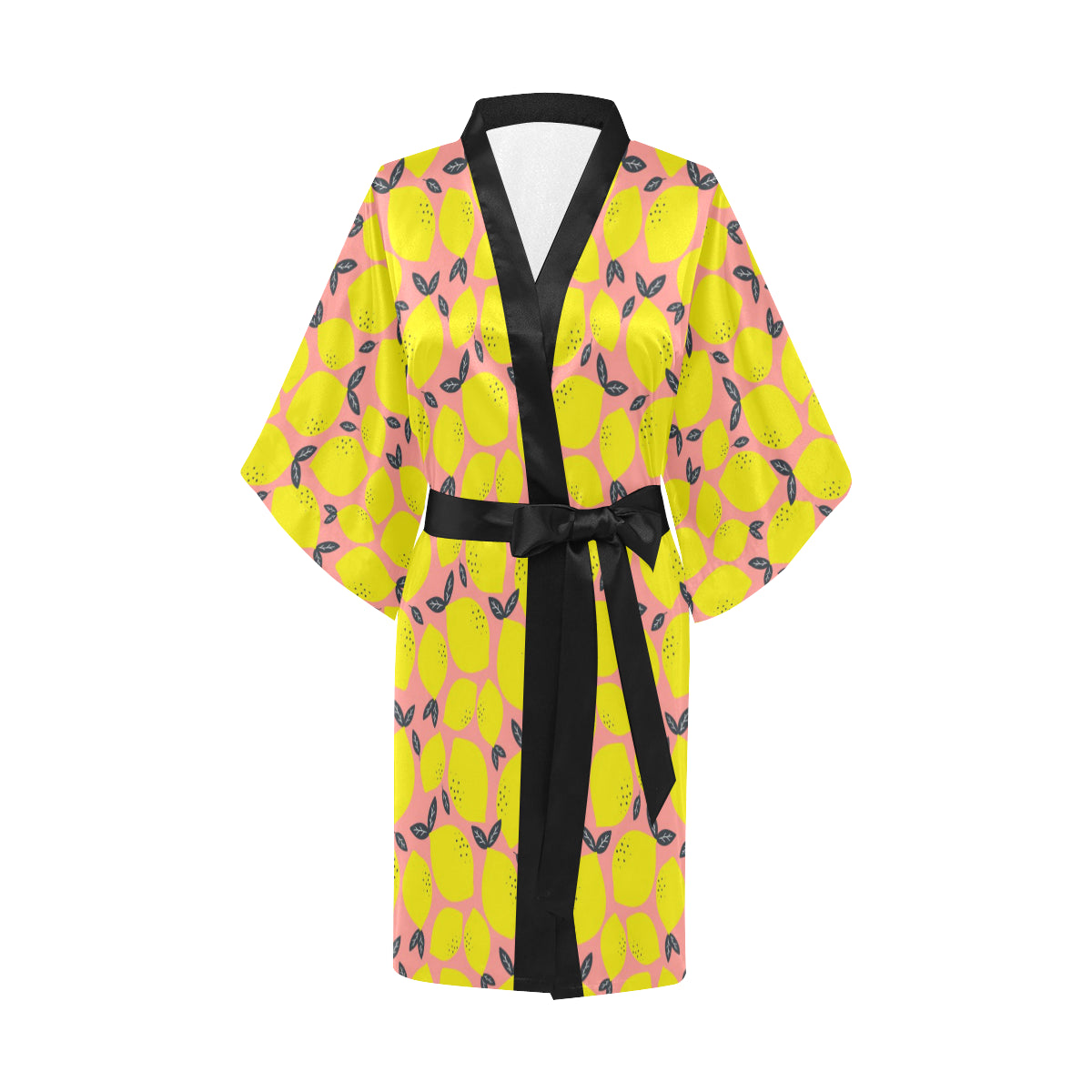 Lemon Pattern Print Design LM03 Women's Short Kimono