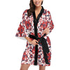 Red Hibiscus Pattern Print Design HB01 Women's Short Kimono