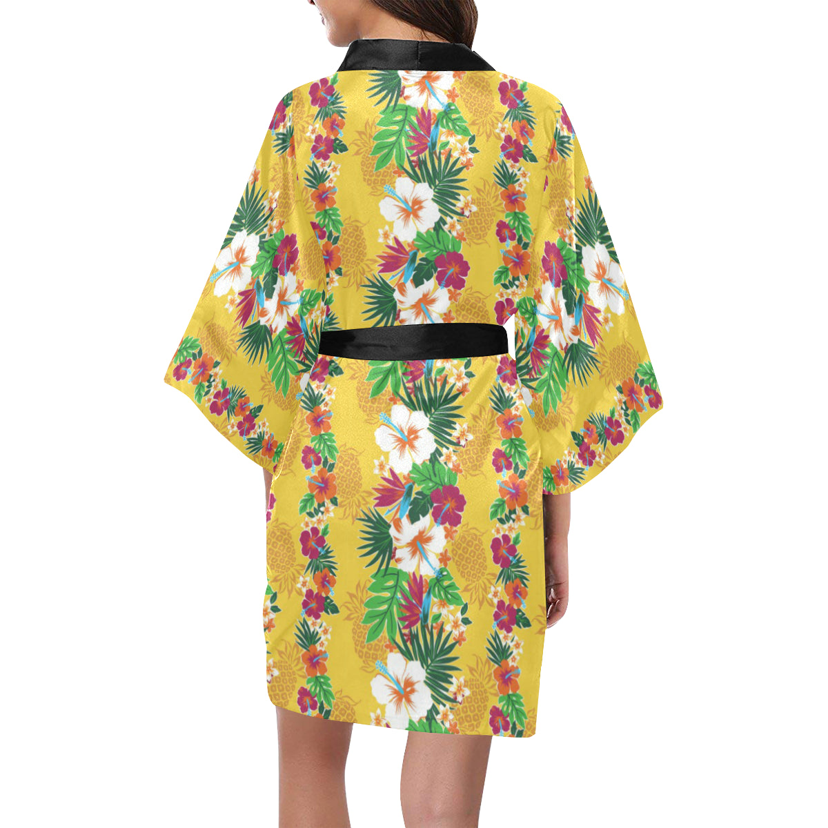 Hawaiian Themed Pattern Print Design H09 Women's Short Kimono