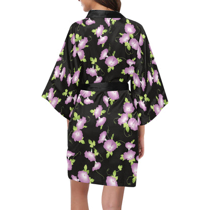 Morning Glory Pattern Print Design MG02 Women's Short Kimono