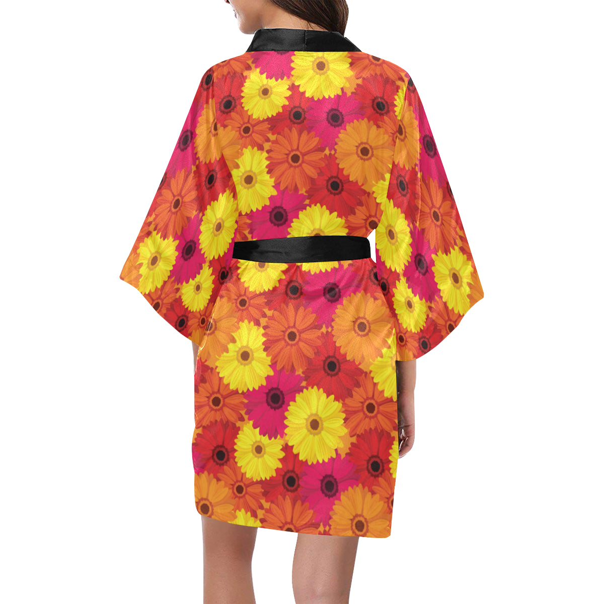 Gerberas Pattern Print Design GB05 Women's Short Kimono
