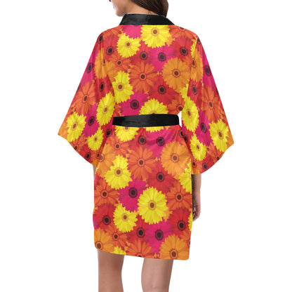 Gerberas Pattern Print Design GB05 Women's Short Kimono