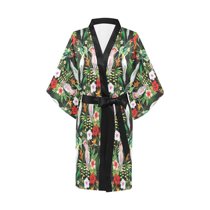 Tropical Flower Pattern Print Design TF03 Women's Short Kimono