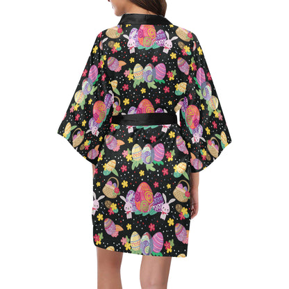Easter Eggs Pattern Print Design RB06 Women's Short Kimono