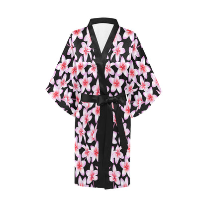 Pink Plumeria Pattern Print Design PM09 Women's Short Kimono