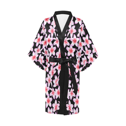 Pink Plumeria Pattern Print Design PM09 Women's Short Kimono