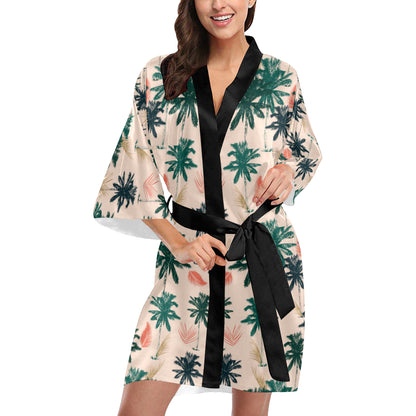 Palm Tree Pattern Print Design PT014 Women's Short Kimono