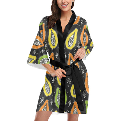 Papaya Pattern Print Design PP05 Women's Short Kimono