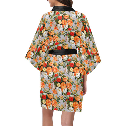 Lisianthus Pattern Print Design LT04 Women's Short Kimono