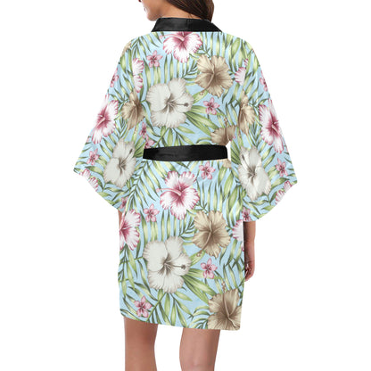 Tropical Flower Pattern Print Design TF05 Women's Short Kimono