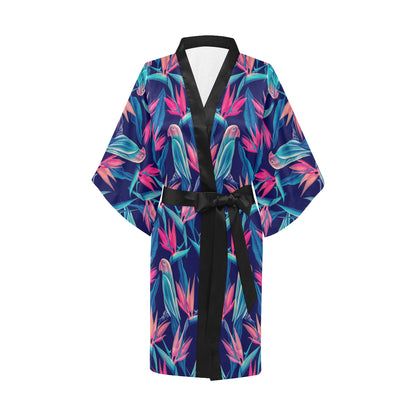 Tropical Flower Pattern Print Design TF024 Women's Short Kimono