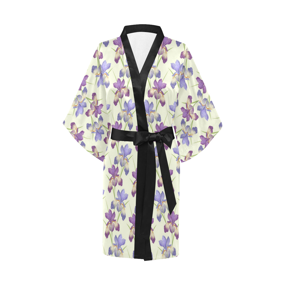 Iris Pattern Print Design IR08 Women's Short Kimono