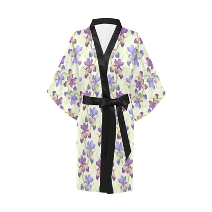 Iris Pattern Print Design IR08 Women's Short Kimono
