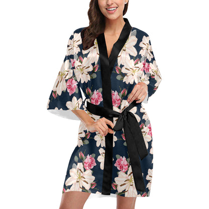 Lily Pattern Print Design LY04 Women's Short Kimono